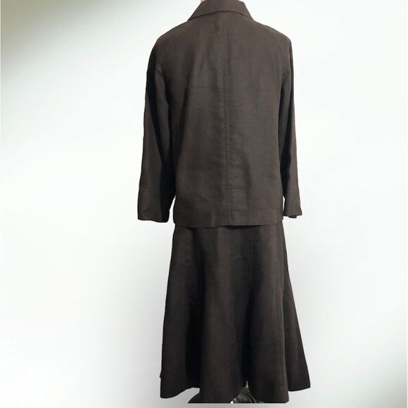 Talbots Irish Linen Skirt Womens 8 P Brown Tulip A Line Knee Length Academia - Picture 4 of 9